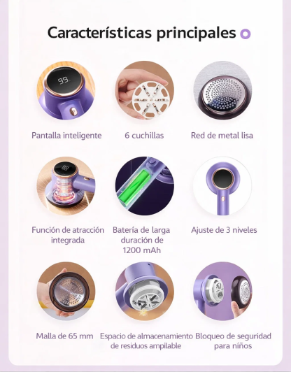 【Poder de succión comparable al de una aspiradora】Quitapelusas para ropa