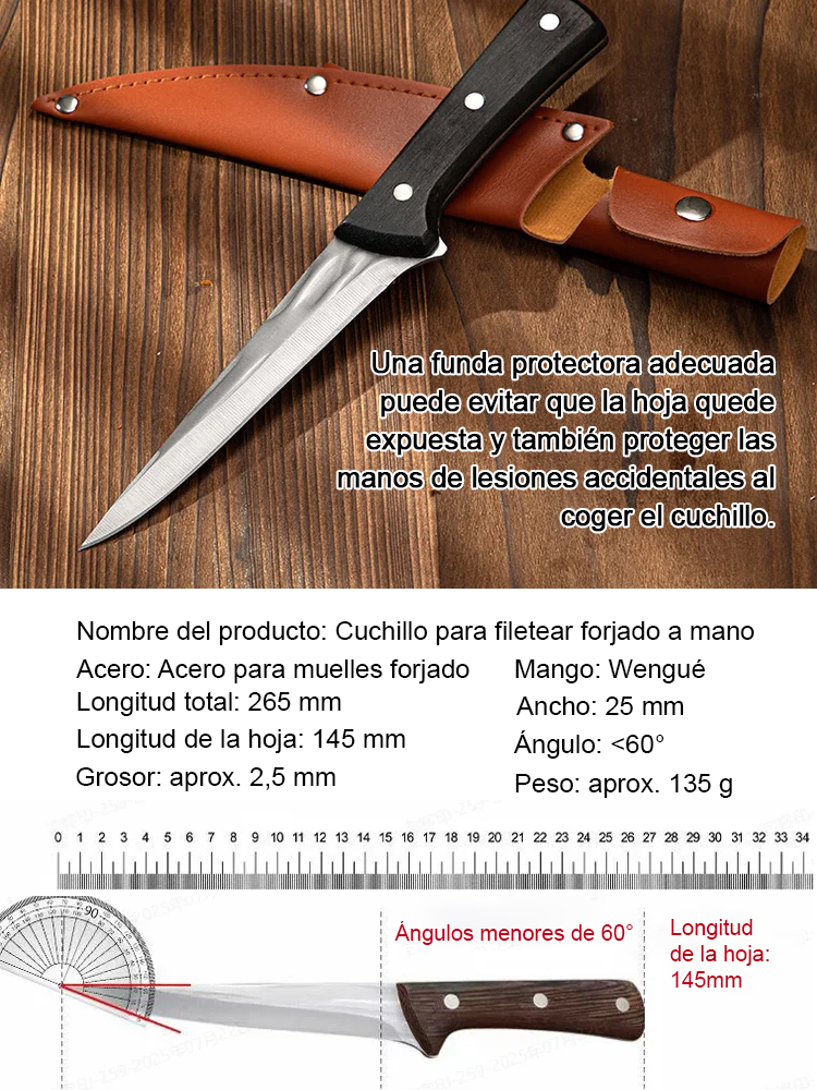 Cuchillo deshuesador profesional de alta calidad y filo afilado