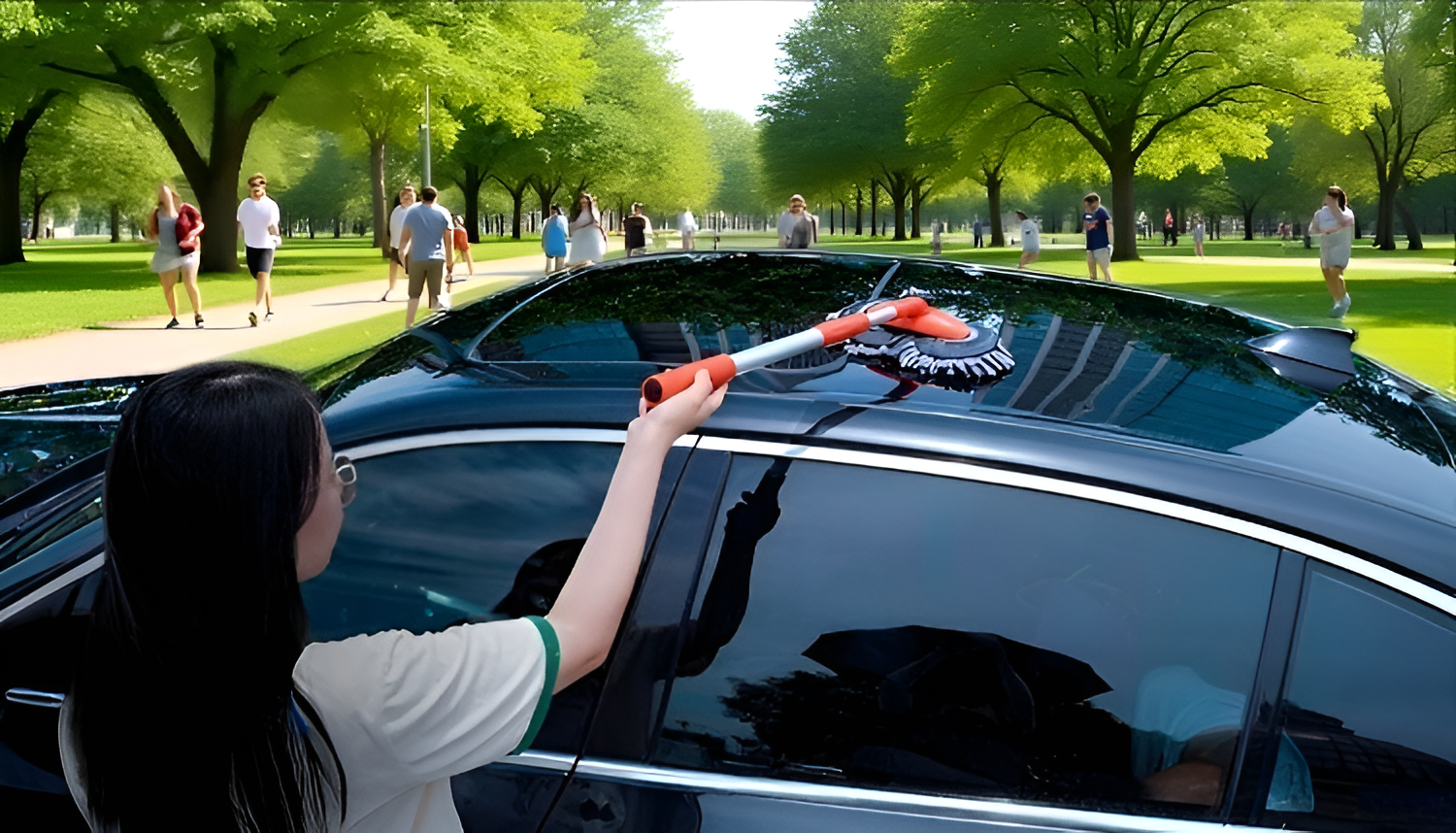 Mopa de doble cabeza con mango telescópico