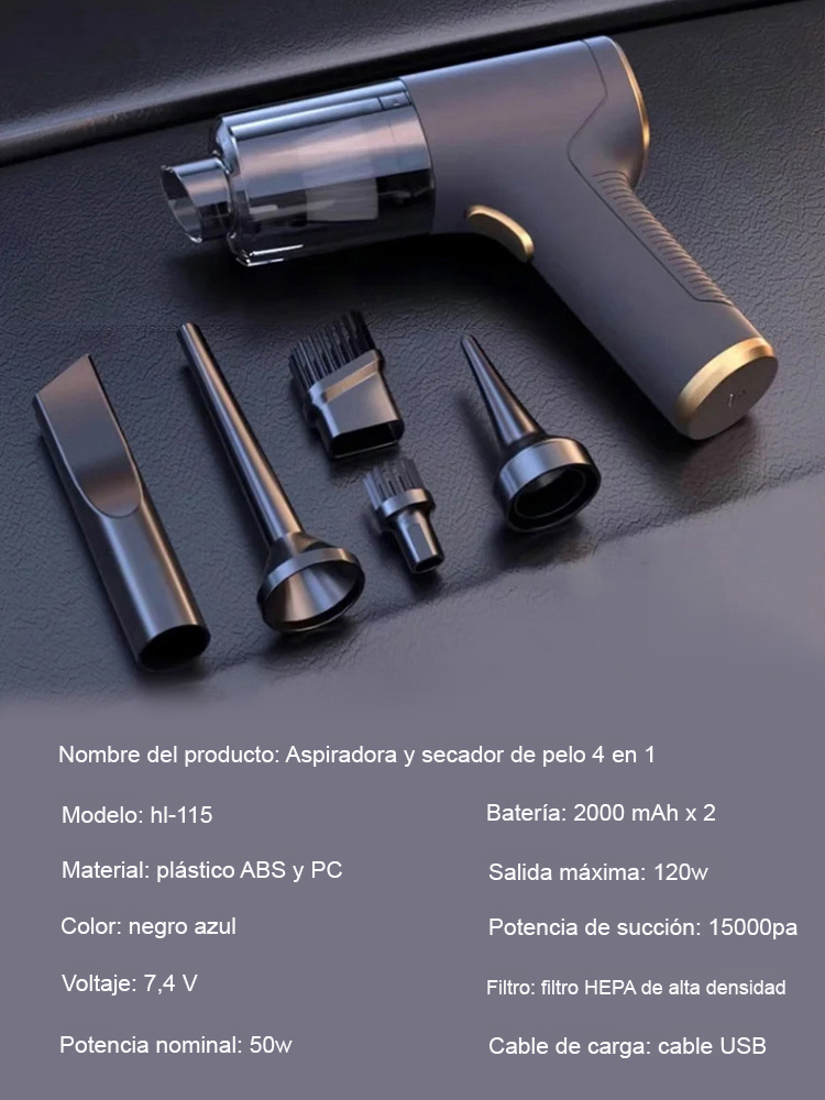 Aspiradora automática, apta tanto para coche como para casa, limpia fácilmente todo tipo de manchas.