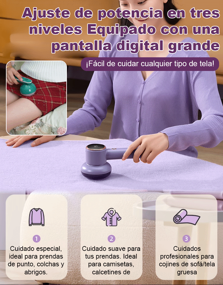 【Poder de succión comparable al de una aspiradora】Quitapelusas para ropa