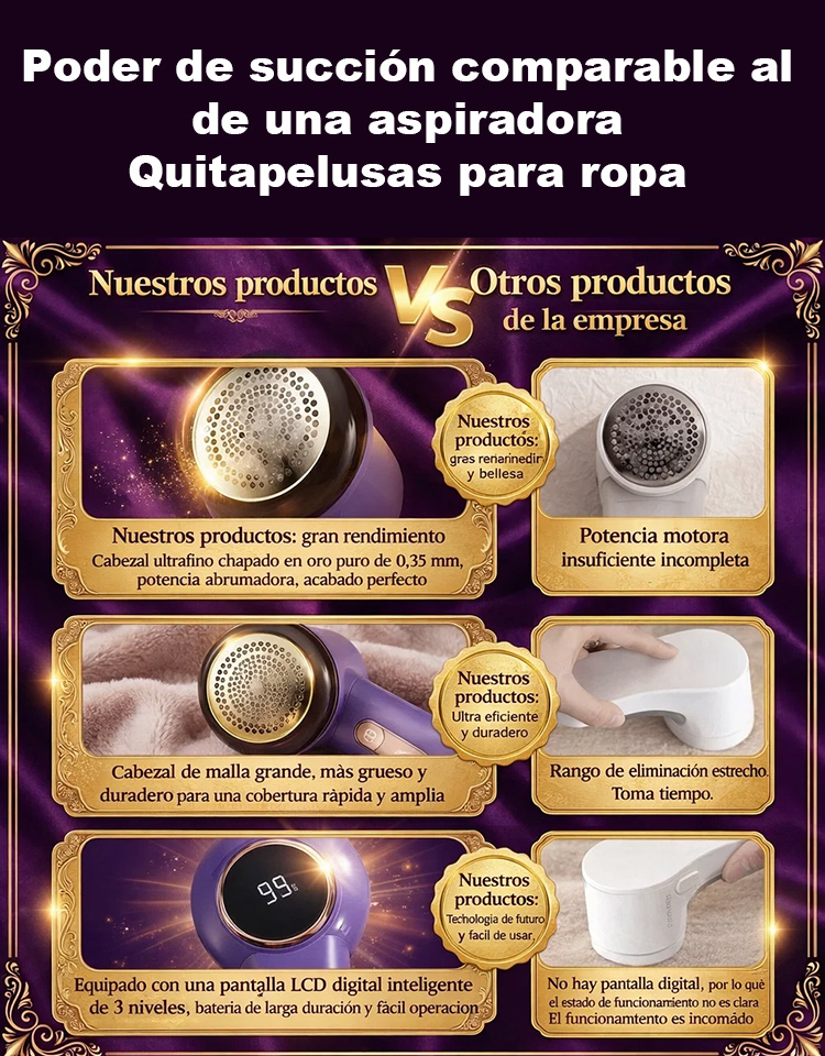 【Poder de succión comparable al de una aspiradora】Quitapelusas para ropa