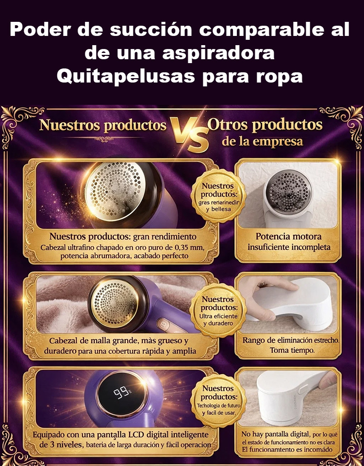 【Poder de succión comparable al de una aspiradora】Quitapelusas para ropa