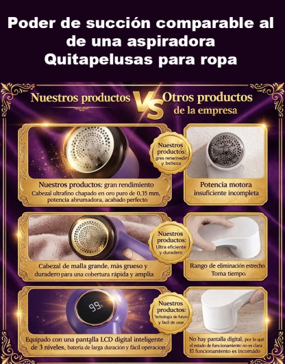 【Poder de succión comparable al de una aspiradora】Quitapelusas para ropa