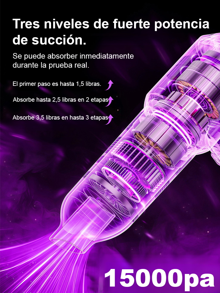 Aspiradora automática, apta tanto para coche como para casa, limpia fácilmente todo tipo de manchas.