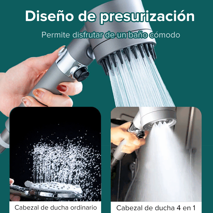 Cabezal de ducha con aumento de presión y cabezal de masaje, ideal tanto para personas mayores como para niños