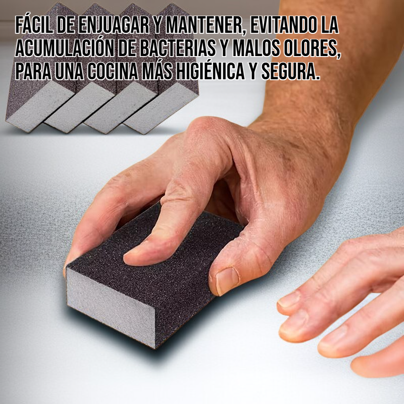 Limpieza eficiente de ollas con esponja de diamante