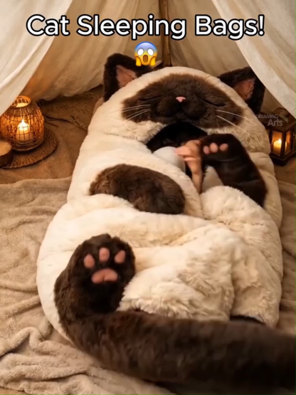 Saco de dormir de felpa para adultos con diseño de gato