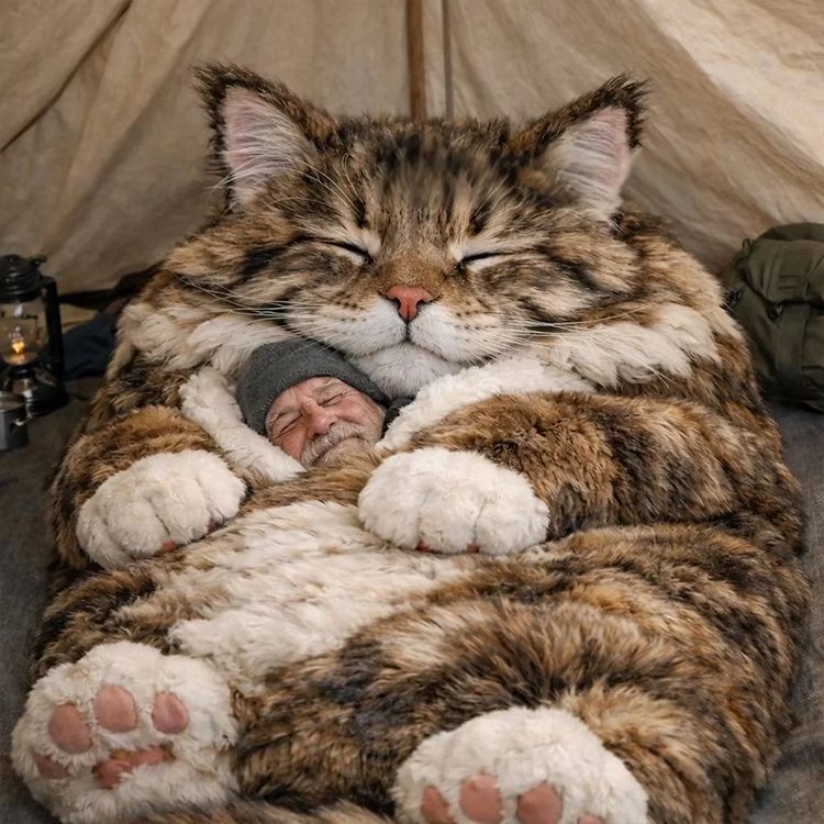 Saco de dormir de felpa para adultos con diseño de gato