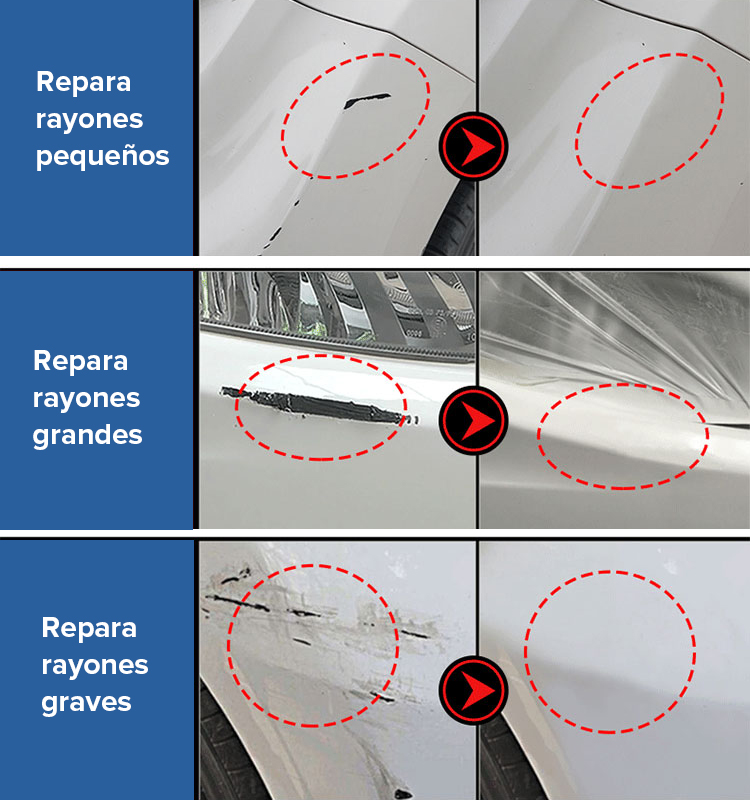 IEsta herramienta para reparar rayones de autos es increíble! No deja rastro con una sola pasada, e incluso los principiantes pueden usarla fácilmente
