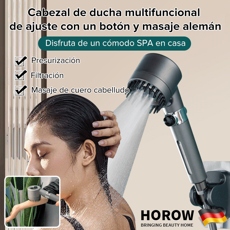 Cabezal de ducha con aumento de presión y cabezal de masaje, ideal tanto para personas mayores como para niños