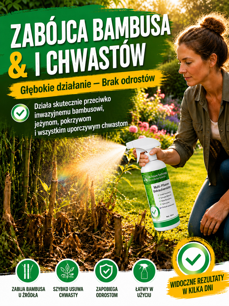 Nie musisz już schylać się– chwasty giną w 24 h wraz z korzeniami.
