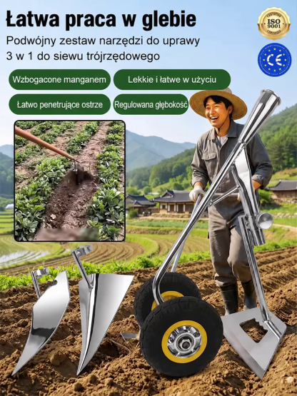 [Specjalna stal manganowa] 3w1 podwójne koła – bez bólu pleców, działa wiecznie!