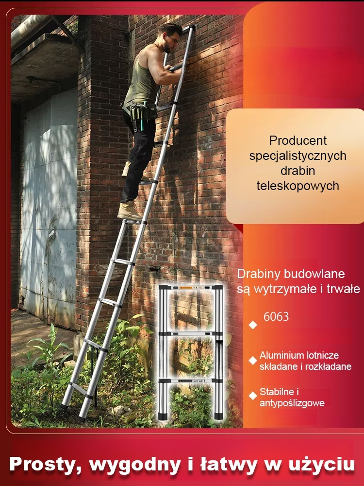 🏠Składana drabina – niezbędna w każdym domu! 💯Aluminiowa, ultra lekka, wytrzymała. Składasz w 1 sekundę, używasz jako drabina A lub rozsunięta 2–6 m. ❣️Po złożeniu zmieści się wszędzie.