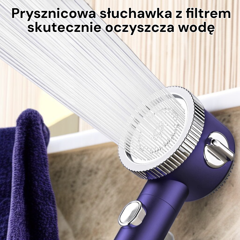 Prysznicowa słuchawka z filtrem, mocny natrysk, efekt deszczowy, do łazienki