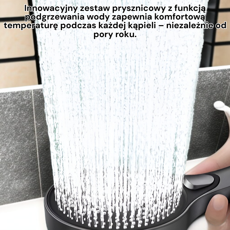 Zestaw prysznicowy z funkcją podgrzewania wody i wentylatorem do łazienki 