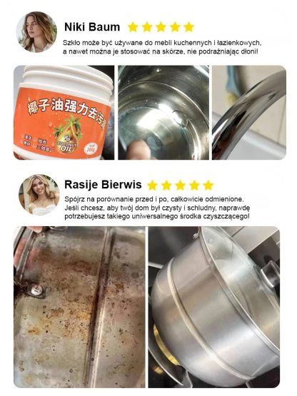 ✨Uniwersalna pasta czyszcząca – usuwa żółte osady i kamień ze zlewu, trudno dostępne zabrudzenia w toalecie, a nawet rysunki dzieci na ścianach. Wszystko znów lśni jak nowe.