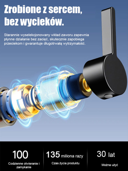 Kran robotyczny z obrotowym ramieniem 1080°. Swobodnie obracany strumień wody ułatwia mycie.