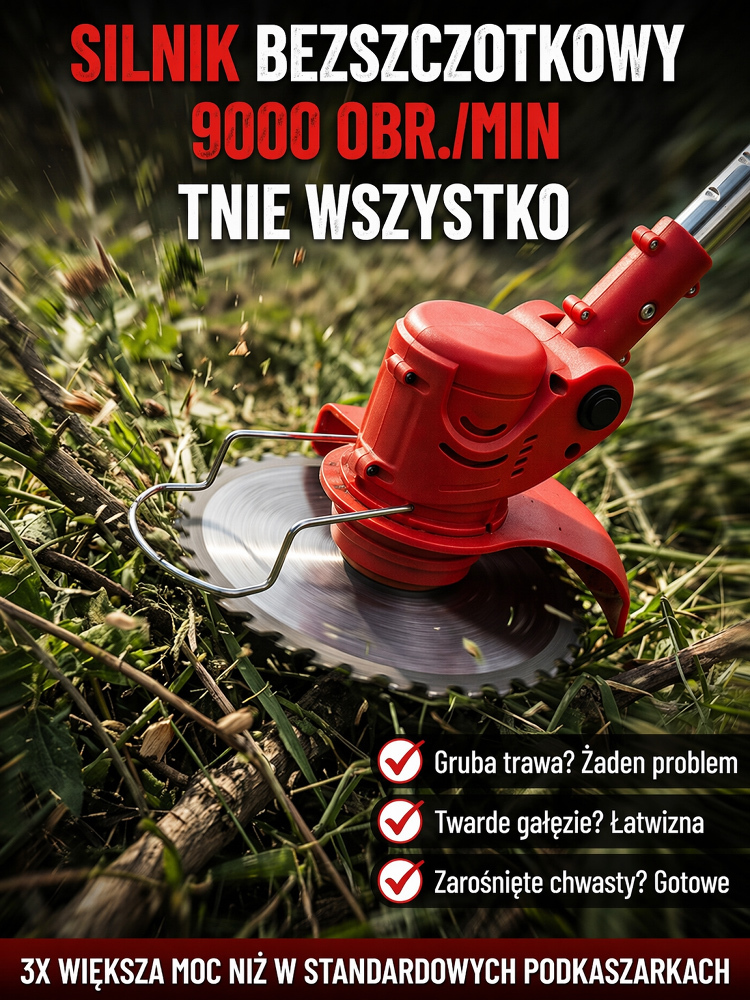 【Za pół ceny! Tylko dziś!】Profesjonalny akumulatorowy kosiarka do trawy 2026 z mocnym silnikiem bezszczotkowym 1880 W ✨