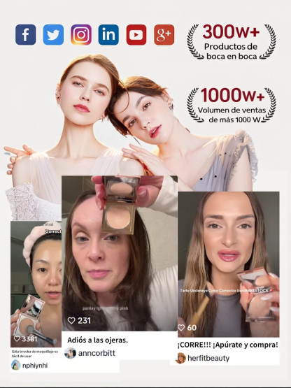 Ojeras invisibles en 1 seg ✨Brocha profesional DE REGALO 🎁Set de corrector de ojeras con color (con brocha de regalo)🌟Ilumina tu mirada al instante🛍️¡Ahorra más con el pack de 3!