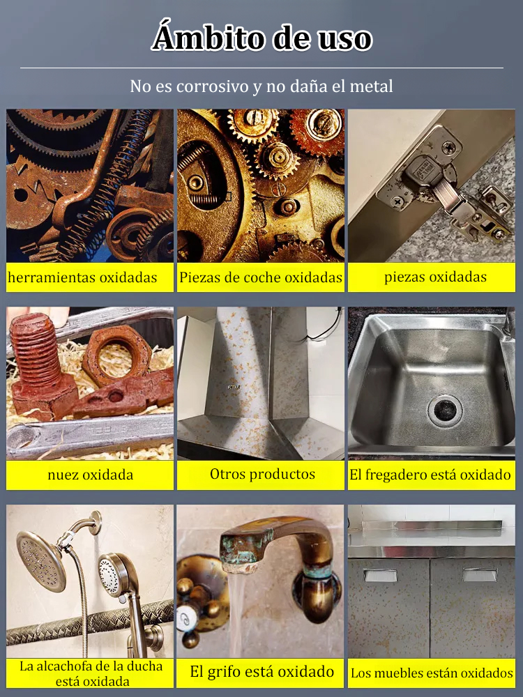 Rocía y Brilla ✨【Desoxidante rápido】Potente removedor de óxido para acero💎 Elimina rápidamente la oxidación para que el metal recupere su máximo esplendor.