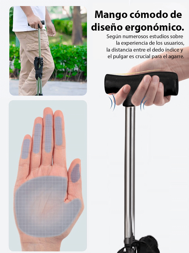 Bastón-Taburete Plegable 2 en 1 de Aleación de Aluminio Súper Resistente (150 kg) - Estructura Triangular Portátil para Senderismo y Pesca - Oferta de Liquidación 80% OFF