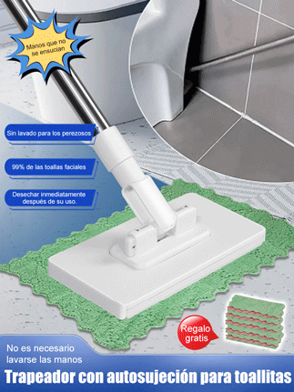 Reutiliza toallas, ahorra y limpia ♻️Limpia cada rincón sin esfuerzo ✨【Automatic Clamp 2.0】Mopa que no ensucia las manos🧤Protege tus manos, limpieza fácil