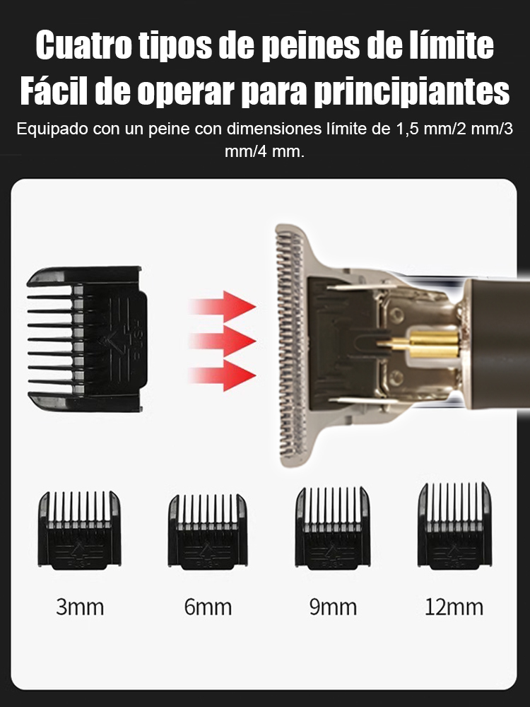 🇪🇺 Certificación de seguridad UE – motor estable, uso seguro⚙️ Cuchillas de acero sin separación – para cortes fade, rapado y detalle – fácil incluso para principiantes🔇 Potente, sin enganches, bajo ruido y vibración, carga rápida USB