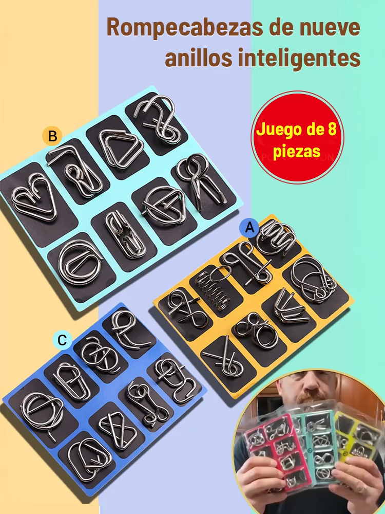 Juguete educativo de anillos conectados, desafío de ingenio.🧩"Metal Maze": Una experiencia de doble jogging para tus dedos y tu cerebro