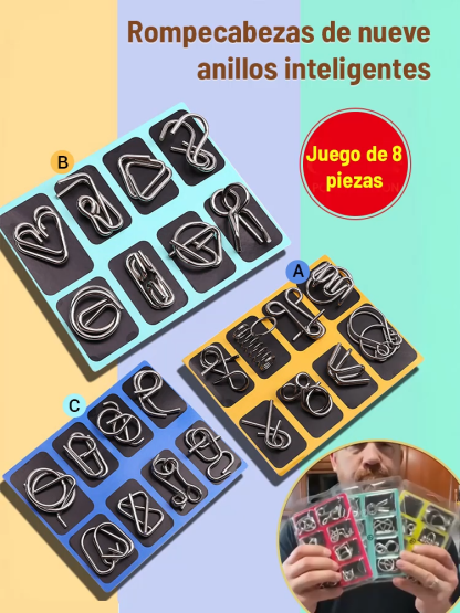 Juguete educativo de anillos conectados, desafío de ingenio.🧩"Metal Maze": Una experiencia de doble jogging para tus dedos y tu cerebro