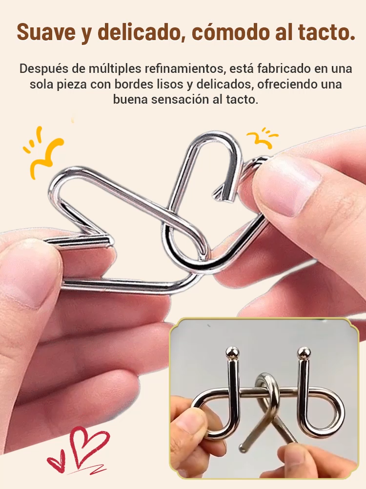 Juguete educativo de anillos conectados, desafío de ingenio.🧩"Metal Maze": Una experiencia de doble jogging para tus dedos y tu cerebro