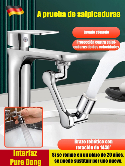 【Grifo multifuncional con brazo mecánico extensible y giratorio】Antisalpicaduras