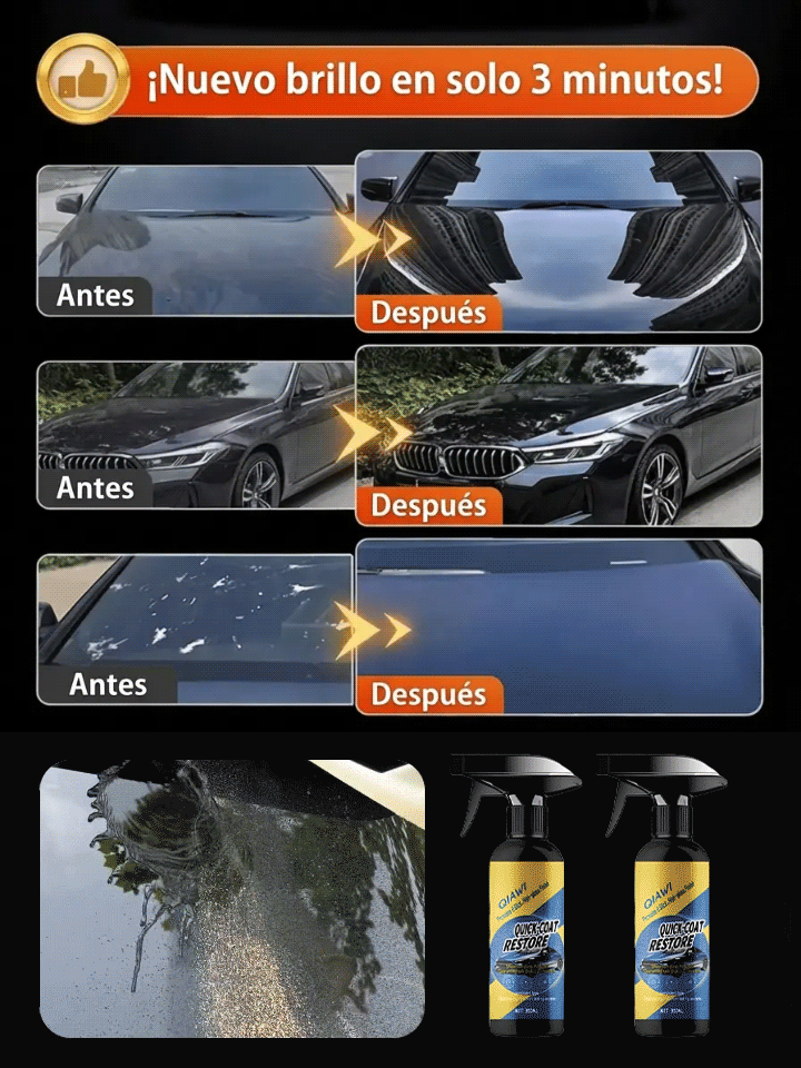 ¡Haz que tu auto brille como nuevo! Nano-Cerámica 2026 para un brillo de espejo al instante ✨🚗Olvídate de lavarlo diario: Tecnología hidrofóbica que repele agua y polvo por meses ☔🛡️Resultados profesionales en 3 minutos sin salir de casa 💰🏠
