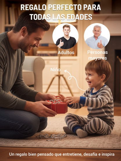 Juguete educativo de anillos conectados, desafío de ingenio.🧩"Metal Maze": Una experiencia de doble jogging para tus dedos y tu cerebro