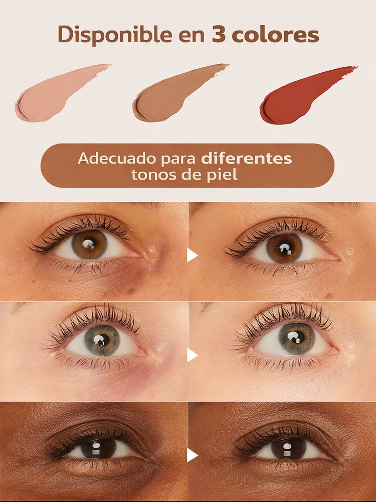 Ojeras invisibles en 1 seg ✨Brocha profesional DE REGALO 🎁Set de corrector de ojeras con color (con brocha de regalo)🌟Ilumina tu mirada al instante🛍️¡Ahorra más con el pack de 3!