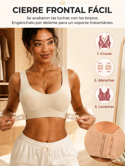 Sujetador Corrector de Postura 3D con Cierre Frontal y Soporte Cruzado en X - Eleva Busto 3cm y Elimina Rollitos al Instante - Super Oferta de Liquidación 💃