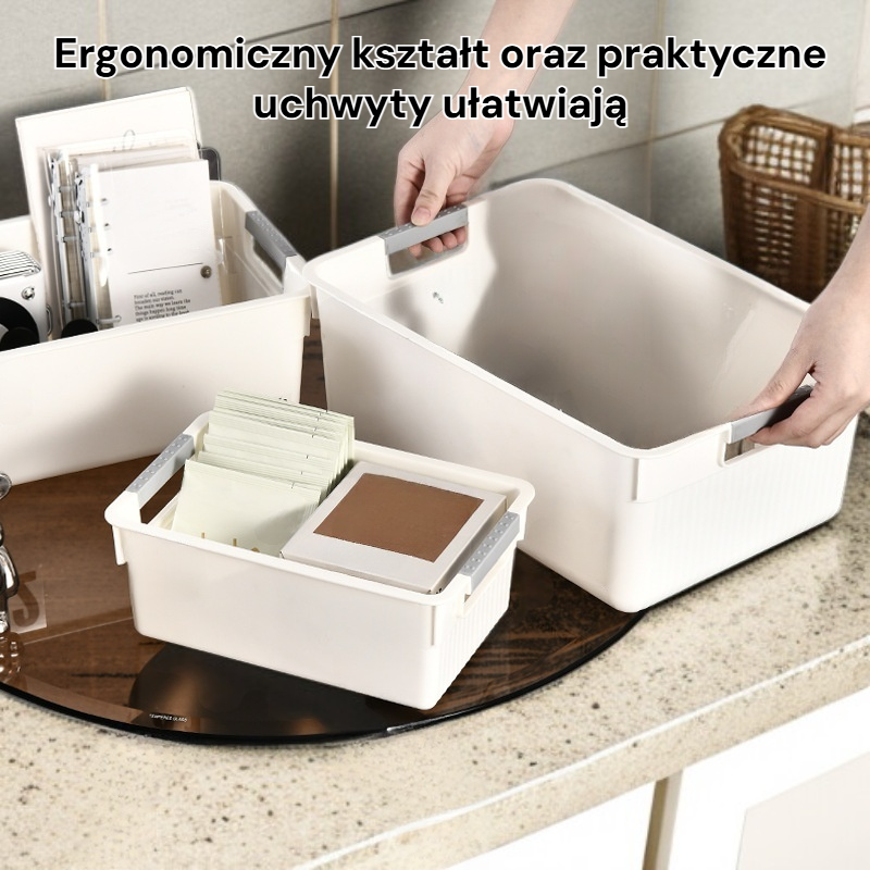 Prostokątny plastikowy koszyk do przechowywania w łazience