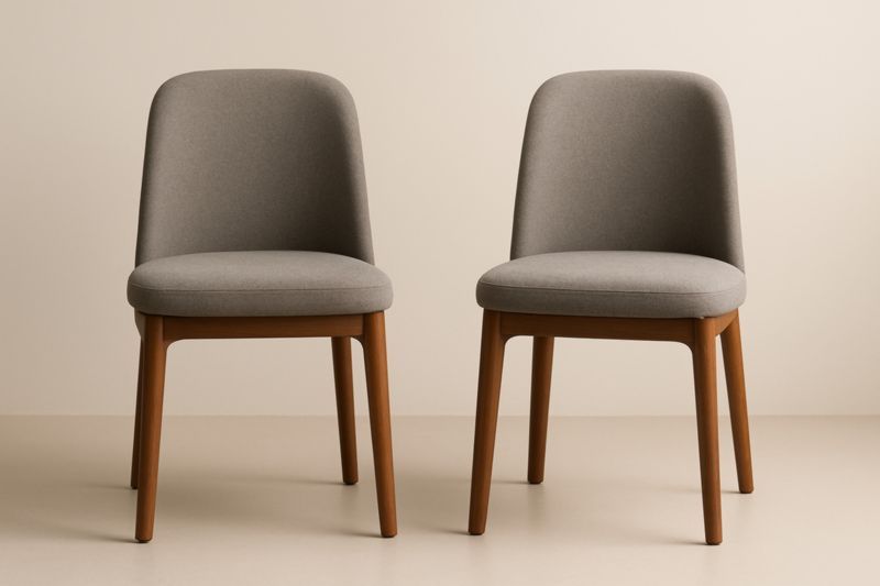 Set di 2 sedie in legno e tessuto grigio, altezza 85 cm