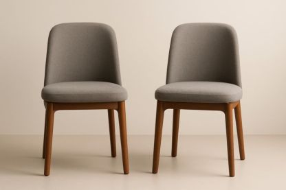 Set di 2 sedie in legno e tessuto grigio, altezza 85 cm