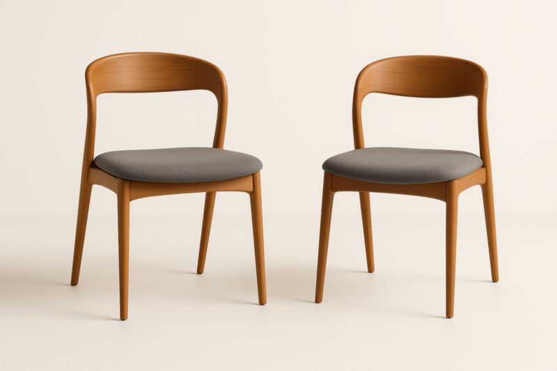 Set di 2 sedie in legno massello con seduta grigia