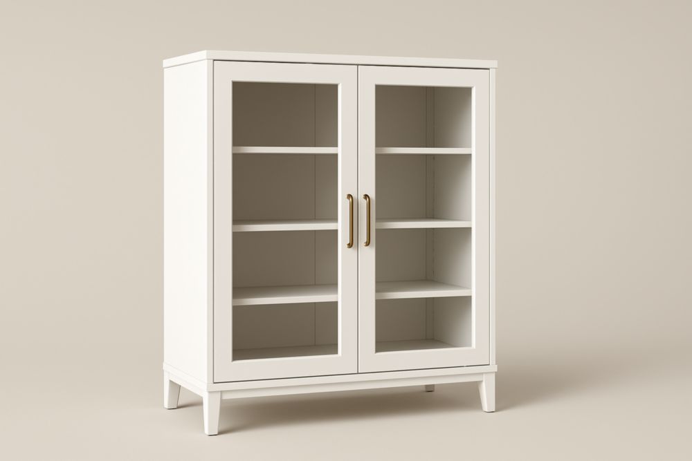 Vetrina Bianca con Ante in Vetro Temperato