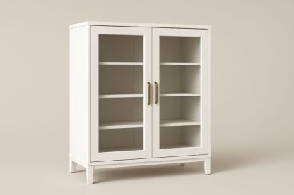 Vetrina Bianca con Ante in Vetro Temperato