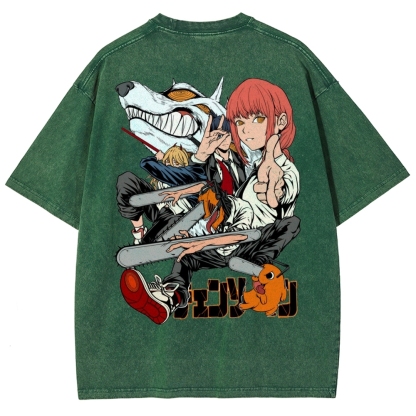 Chainsaw Man Washed Cotton T-shirt