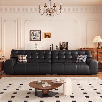Vintage Style Big Black Bear Genuine Leather Sofa