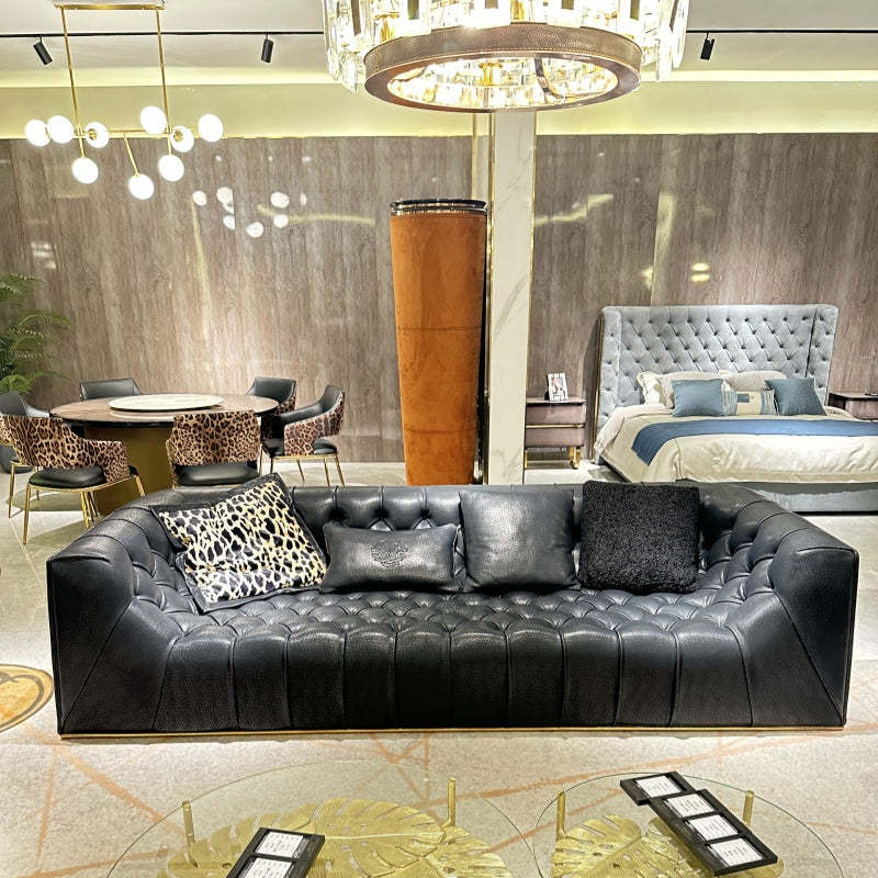 Italian Light Luxury robertocavalli Cracked Black Genuine Leather Vill