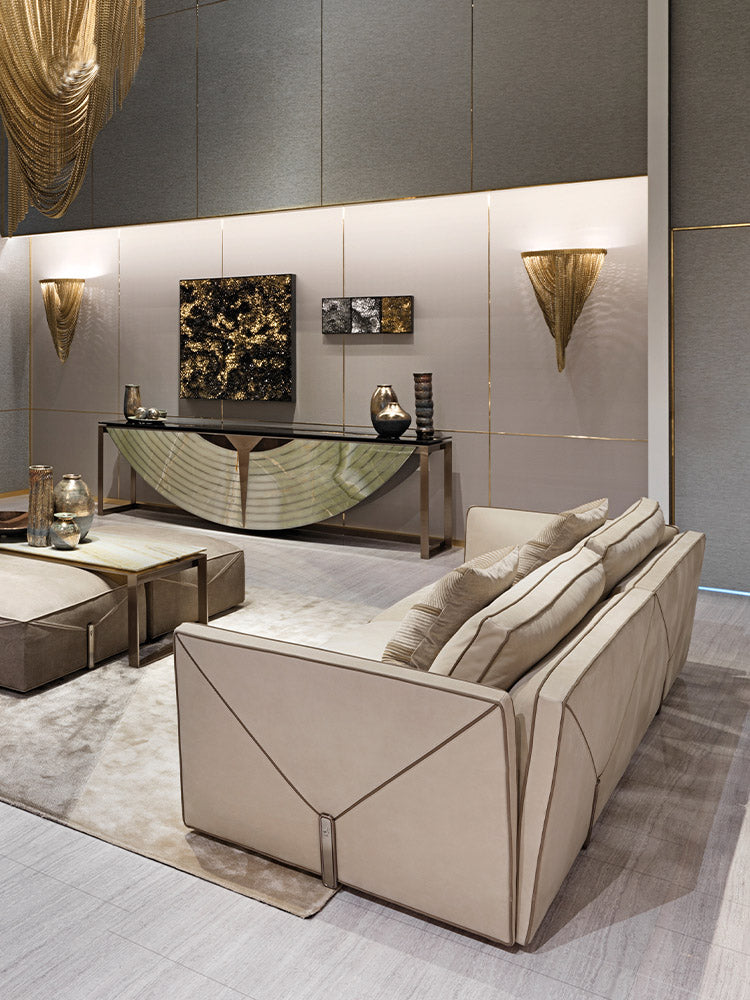 Italian Style New Modern Light Luxury Hong Kong Style visionnaire Envelope Sofa Corner Villa Matte Leather Sofa