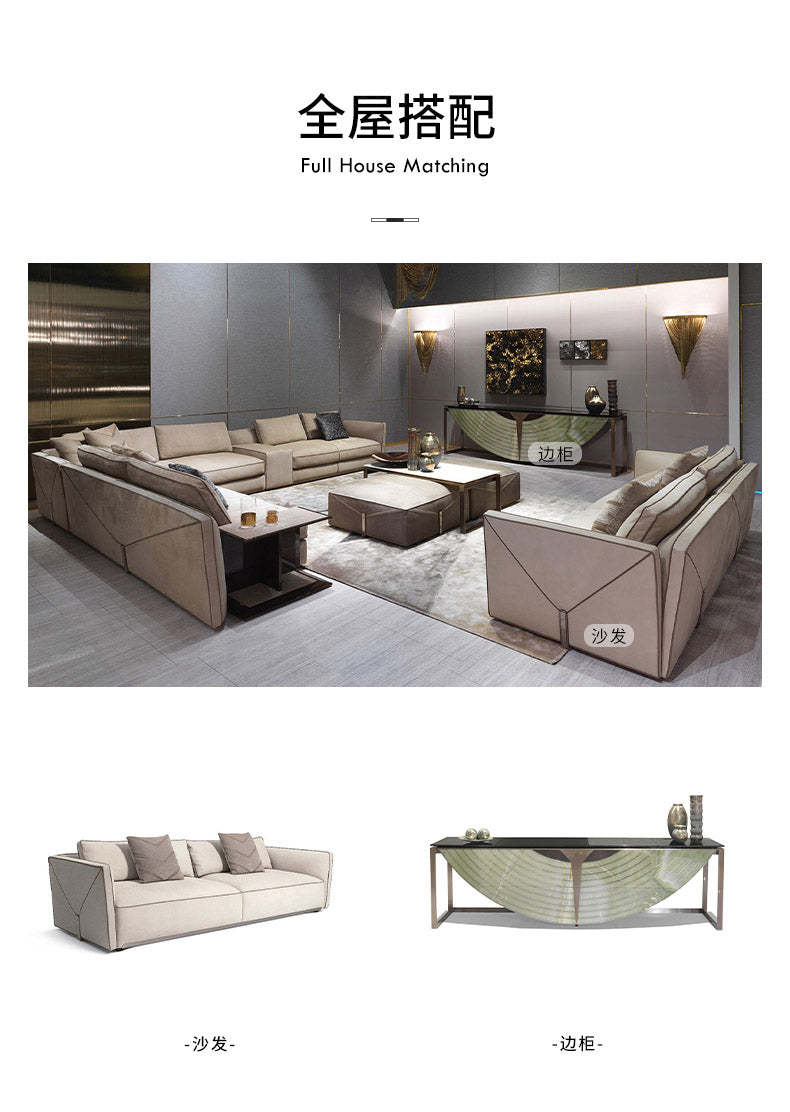 Italian Style New Modern Light Luxury Hong Kong Style visionnaire Envelope Sofa Corner Villa Matte Leather Sofa