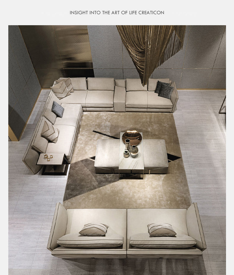 Italian Style New Modern Light Luxury Hong Kong Style visionnaire Envelope Sofa Corner Villa Matte Leather Sofa