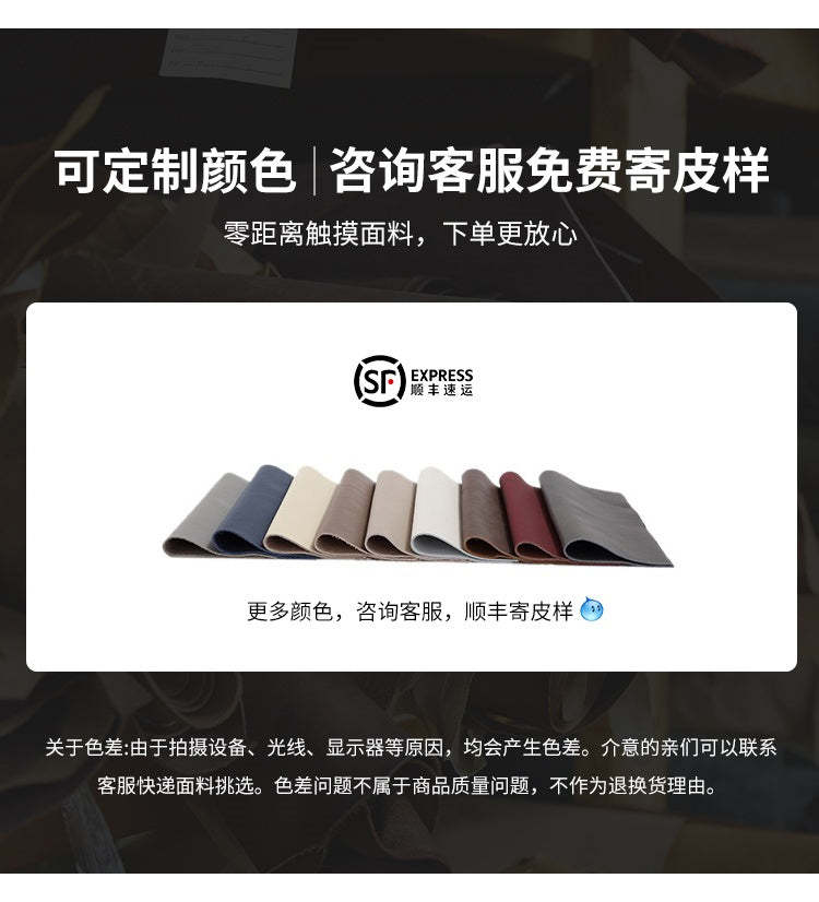 Italian Light Luxury robertocavalli Cracked Black Genuine Leather Villa Large Flat Living Room Straight Sofa