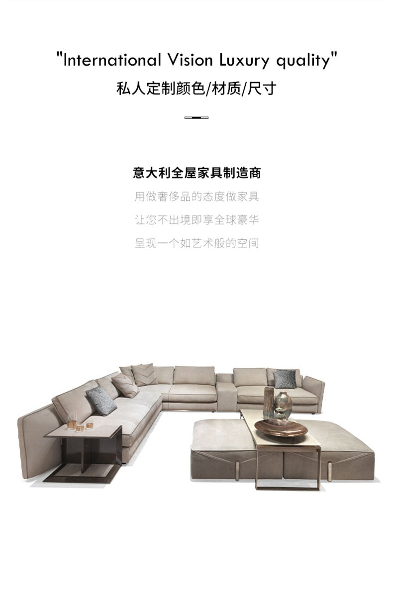 Italian Style New Modern Light Luxury Hong Kong Style visionnaire Envelope Sofa Corner Villa Matte Leather Sofa